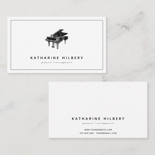 Pianomodern minimalistisch wit Visitekaartje (Voorkant / Achterkant)