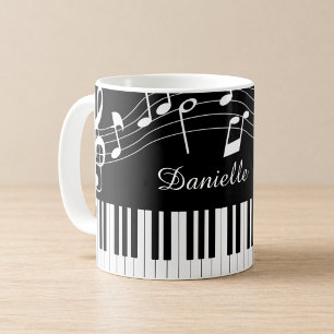 Pianomuziek Noten Script Naam Zwart Wit Koffiemok