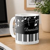Pianomuziek Noten Script Naam Zwart Wit Koffiemok