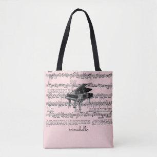  pianomuziek scoort blush roze Canvas tas