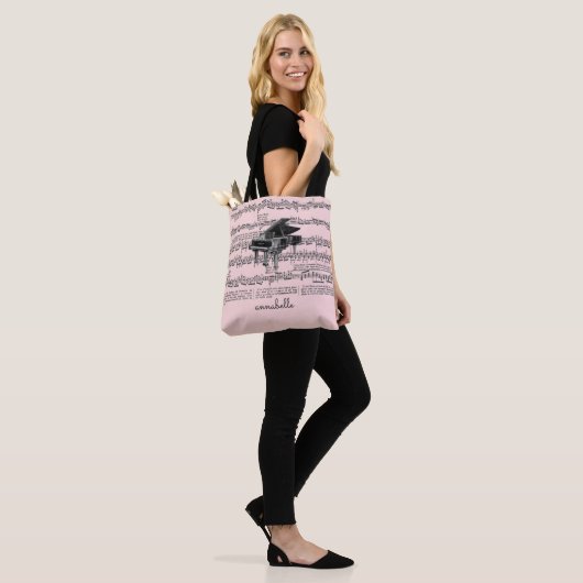 pianomuziek scoort blush roze Canvas tas (Op model)