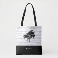  pianomuziek scoort zwart-witte Canvas tas