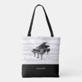  pianomuziek scoort zwart-witte Canvas tas (Achterkant)