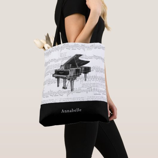  pianomuziek scoort zwart-witte Canvas tas (Dichtbij)