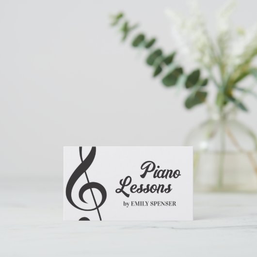 Pianomuziekleraar Treble Clef Simple Visitekaartje (Staand voorkant)