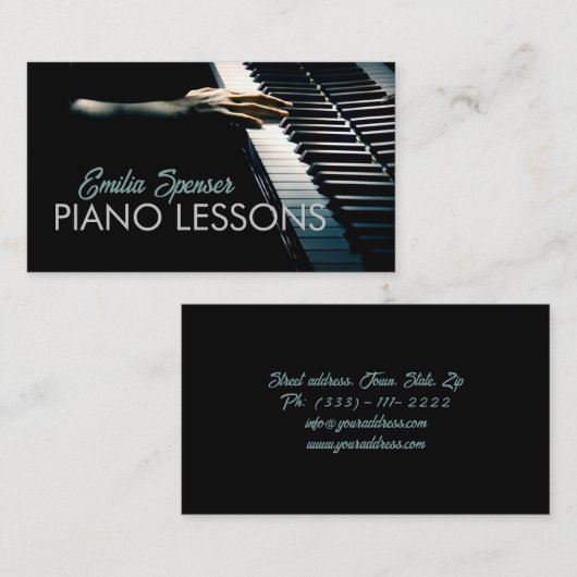 Pianomuziekleraar Zwart Visitekaartje (Voorkant / Achterkant)