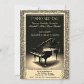 Pianooverweging met Gold Glitter over zwarte uitze Kaart (Voorkant)