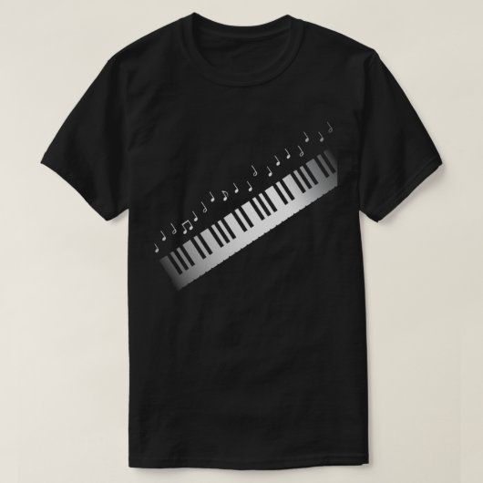 Pianopianist-toetsenbordMuzieknoten T-shirt (Design voorkant)