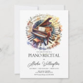 Pianorecital Uitnodiging, Muziekrecital Uitnodigin Kaart (Voorkant)