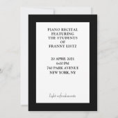 Pianorecital Uitnodigingen (Achterkant)