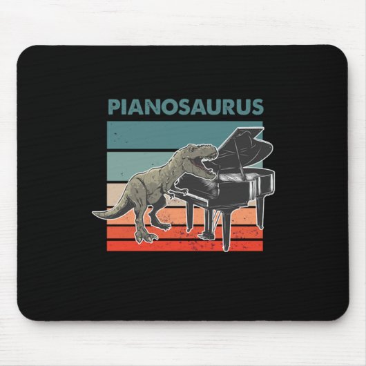 Pianosaurus Dinosaur Retro Grand Piano Player Pian Muismat (Voorkant)
