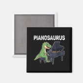 Pianosaurus Grappige Dinosaurus Spelen Piano Kinde Magneet (Voorkant / Achterkant)