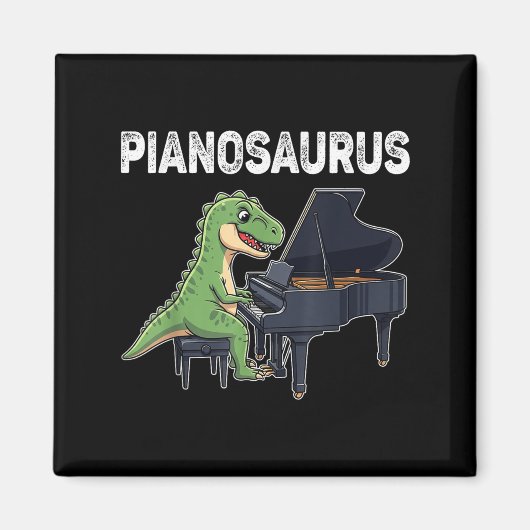 Pianosaurus Grappige Dinosaurus Spelen Piano Kinde Magneet (Voorkant)