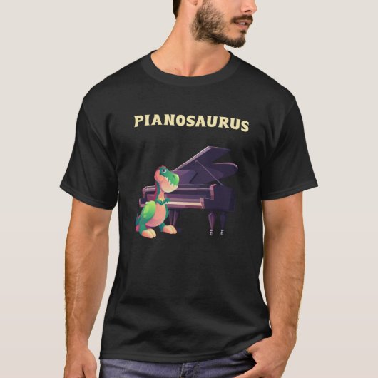Pianosaurus Kind Pianospeler Dino T-shirt (Voorkant)