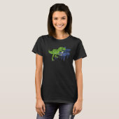 Pianosaurus Trex Dinosaur die het Kind van de Spel T-shirt (Voorkant volledig)