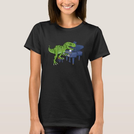 Pianosaurus Trex Dinosaur die het Kind van de Spel T-shirt (Voorkant)