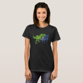 Pianosaurus Trex Dinosaur die het Kind van de Spel T-shirt (Voorkant volledig)