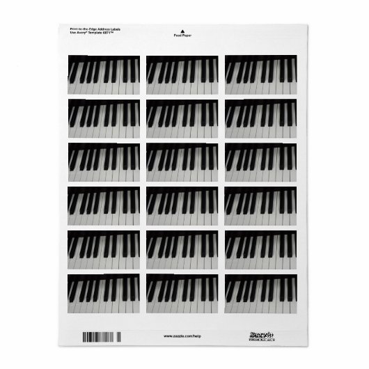 Pianosleutellabels Etiket (Full Sheet)