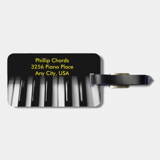 Pianosleutels Bagagelabel met riem (Achterkant horizontaal)