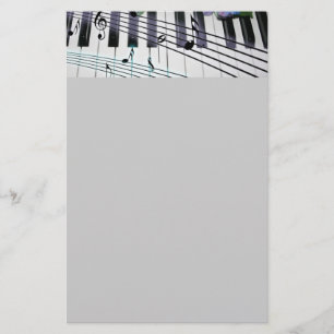 Pianosleutels en bloemen briefpapier