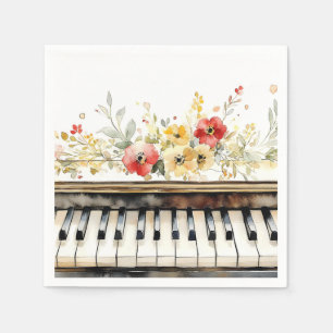 Pianosleutels en bloemen servet