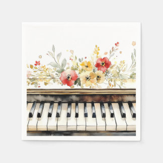 Pianosleutels en bloemen servet