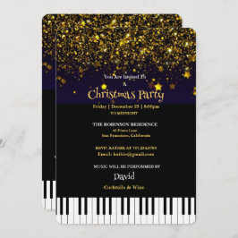 Pianosleutels en Gold Glitter-kerstfeest Kaart