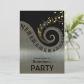 Pianosleutels en Gold Muzieknoten Kaart (Staand voorkant)