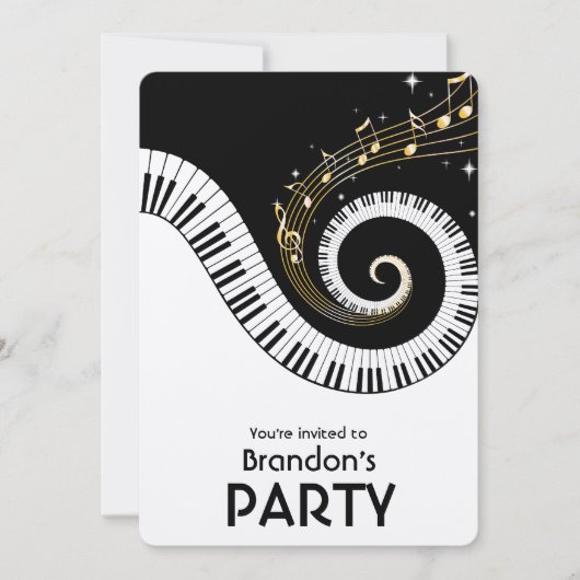 Pianosleutels en Gold Muzieknoten Kaart (Voorkant)