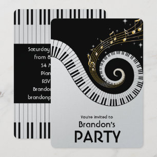 Pianosleutels en Gold Muzieknoten Kaart