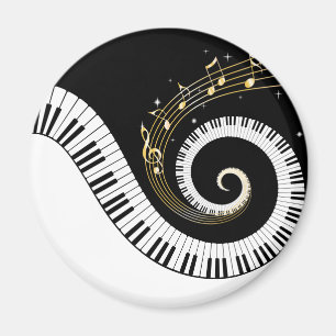 Pianosleutels en Gold Muzieknoten Magnet