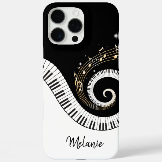 Pianosleutels en gouden Muzieknoten Case-Mate iPhone Case (Achterkant)