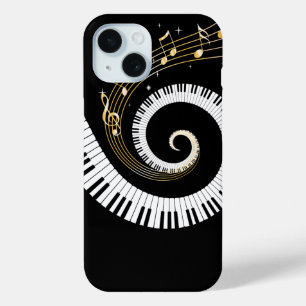 Pianosleutels en gouden Muzieknoten iPhone 15 Case