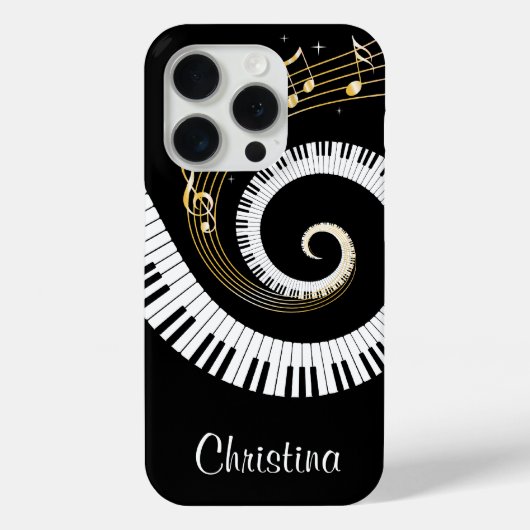 pianosleutels en gouden Muzieknoten Case-Mate iPhone Case (Achterkant)