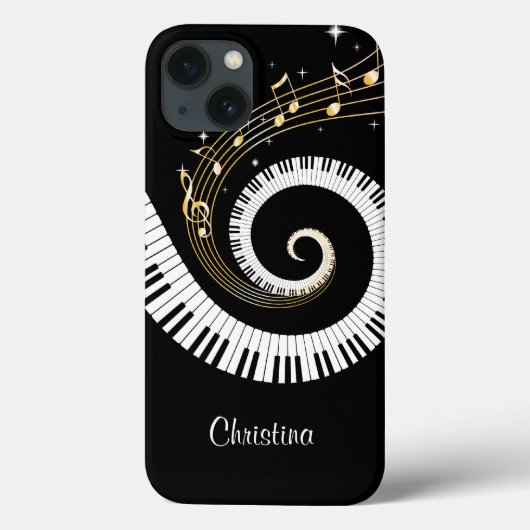  pianosleutels en gouden Muzieknoten Case-Mate iPhone Case (Achterkant)