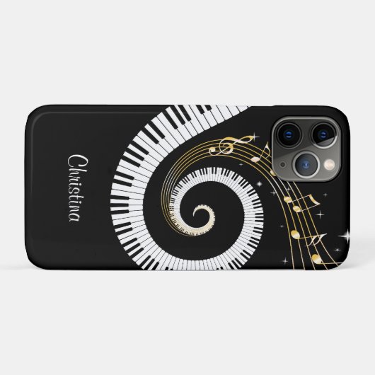  pianosleutels en gouden Muzieknoten Case-Mate iPhone Case (Achterkant (horizontaal))
