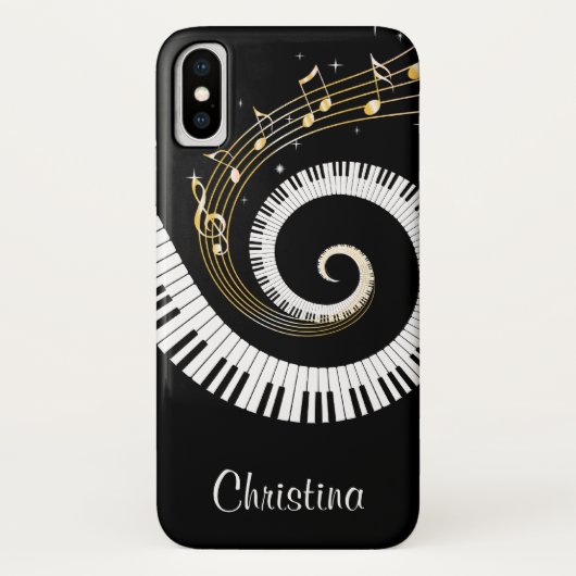  pianosleutels en gouden Muzieknoten Case-Mate iPhone Case (Achterkant)