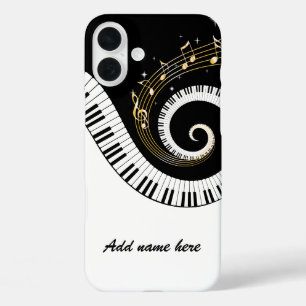 Pianosleutels en gouden Muzieknoten iPhone 16 Plus Hoesje