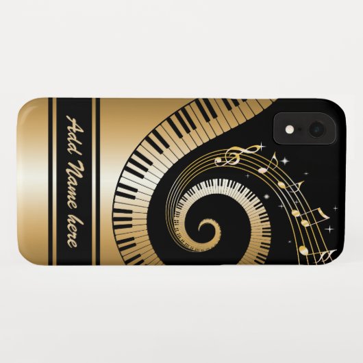 Pianosleutels en gouden Muzieknoten Case-Mate iPhone Case (Achterkant (horizontaal))
