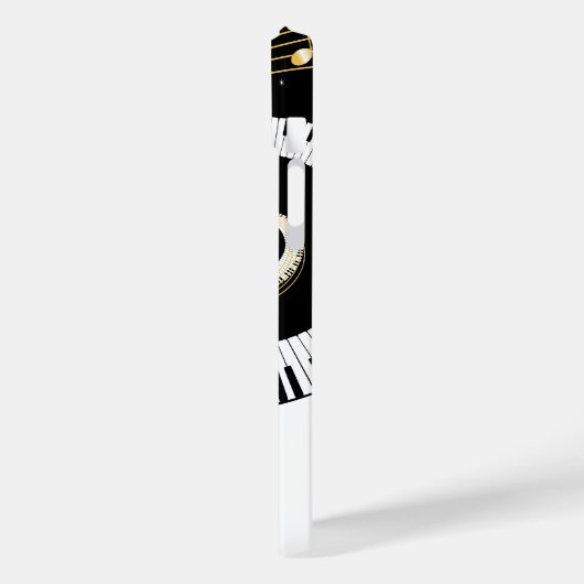 Pianosleutels en gouden Muzieknoten Hoesje (Achterkant / Links)