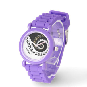  pianosleutels en gouden Muzieknoten Horloge