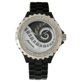 pianosleutels en gouden Muzieknoten Horloge