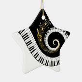 Pianosleutels en gouden Muzieknoten Keramisch Ornament (Rechts)