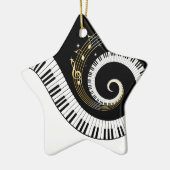 Pianosleutels en gouden Muzieknoten Keramisch Ornament (Links)