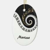 Pianosleutels en gouden Muzieknoten Keramisch Ornament (Links)