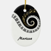 Pianosleutels en gouden Muzieknoten Keramisch Ornament (Voorkant)