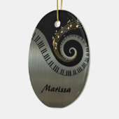 Pianosleutels en gouden Muzieknoten Keramisch Ornament (Links)