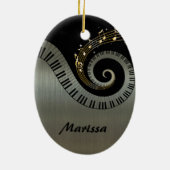 Pianosleutels en gouden Muzieknoten Keramisch Ornament (Achterkant)