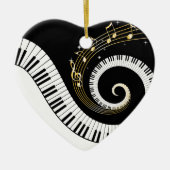 Pianosleutels en gouden Muzieknoten Keramisch Ornament (Voorkant)