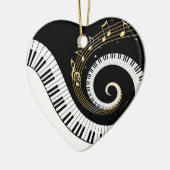 Pianosleutels en gouden Muzieknoten Keramisch Ornament (Links)